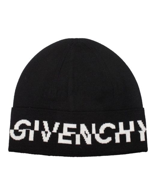 Givenchy Logo Beanie Wolmuts in het Black voor heren