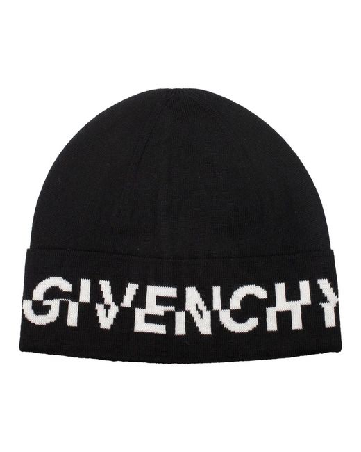 Givenchy Logo Beanie Wolmuts in het Black voor heren