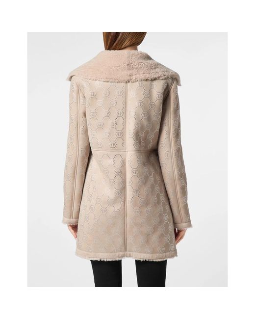 Philipp Plein Coat Monogram in het Natural