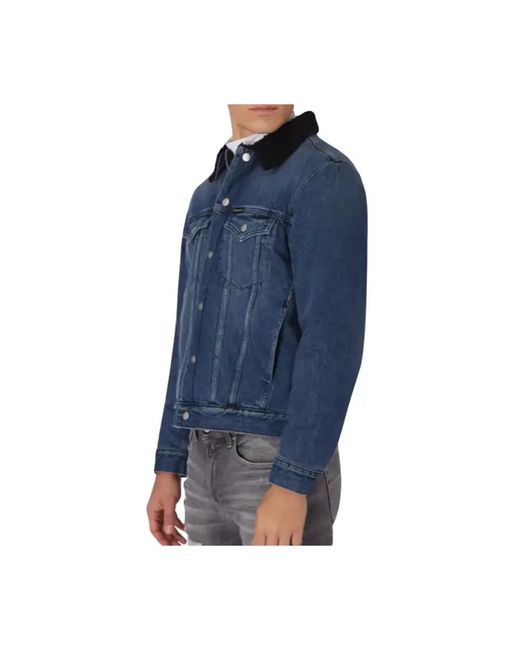 Calvin Klein Jassen ,Blauw ,Denim Sherpa Denim Jassen Voor Mannen in het Blue voor heren
