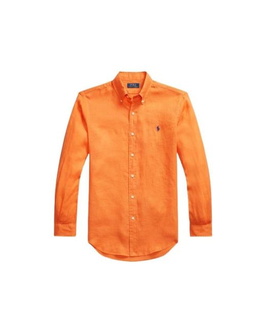 Polo Ralph Lauren Custom fit leinenhemd in Orange für Herren