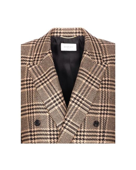 Saint Laurent Zwarte Zijde & Nylon Jas in het Brown