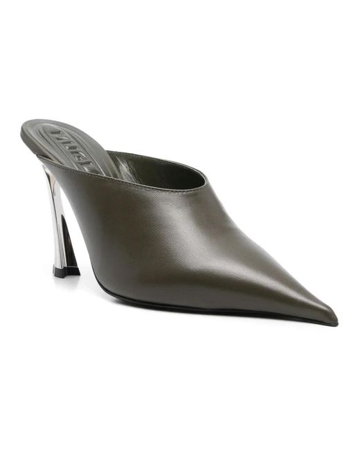 Mugler Green Heeled Mules
