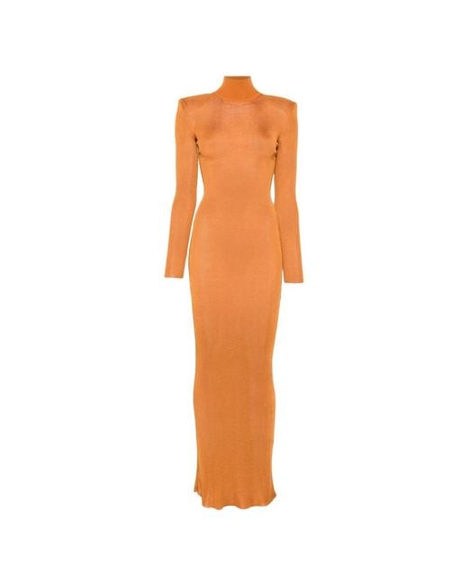 Self-Portrait Orange Knitted Dresses