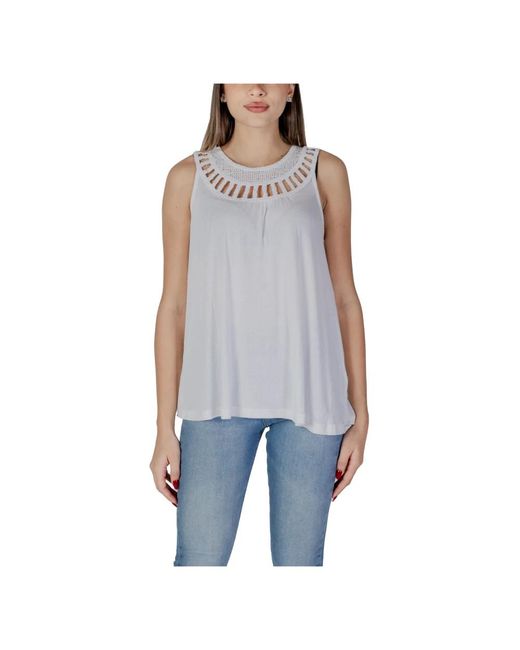 B.Young Blue Sleeveless Tops