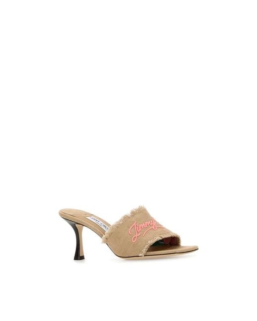 Jimmy Choo Natural Heeled Mules