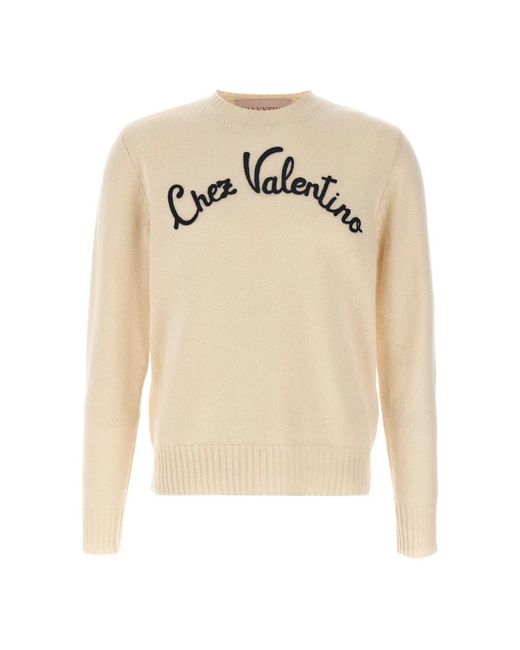 Valentino Garavani White Round-Neck Knitwear for men