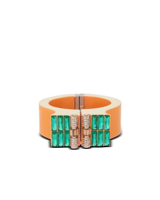 Balmain Green Armreif aus messing, strass und harz