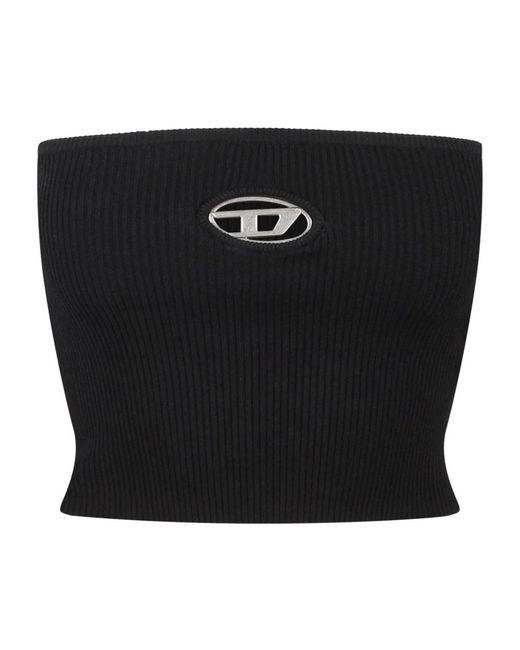 DIESEL Black Gestricktes crop top mit aussparungen