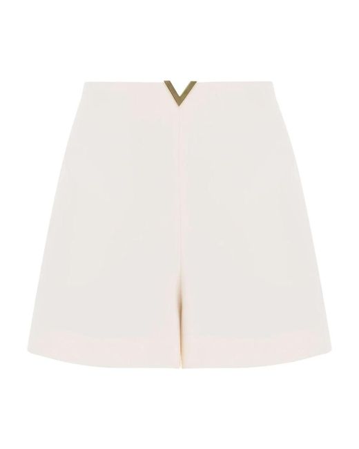 Valentino Garavani White Goldene v-detail crepe couture shorts