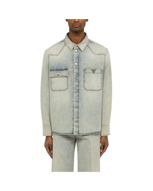 Valentino Gray Denim Shirts for men