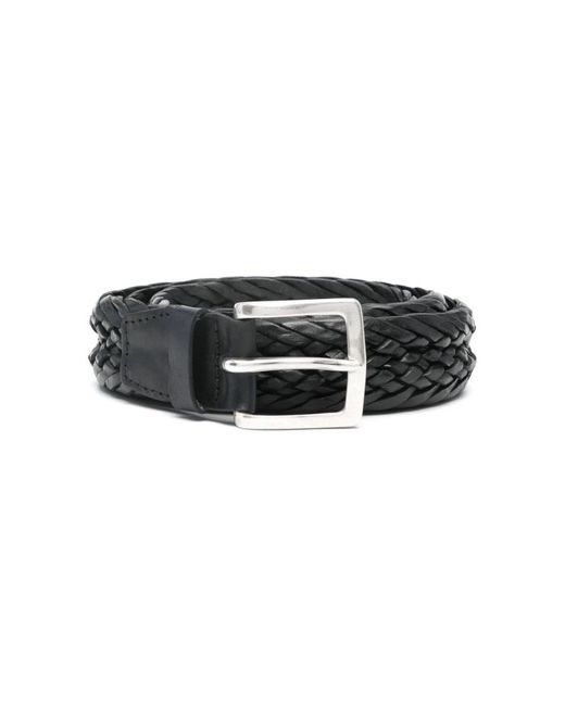 Orciani Accessoires ,Zwart ,Leer Masculine Gevlochten Riem in het Black voor heren