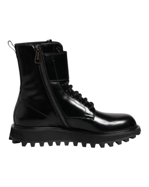 Dolce & Gabbana Black Lace-Up Boots for men