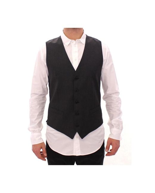 Dolce & Gabbana Black Suit Vests for men