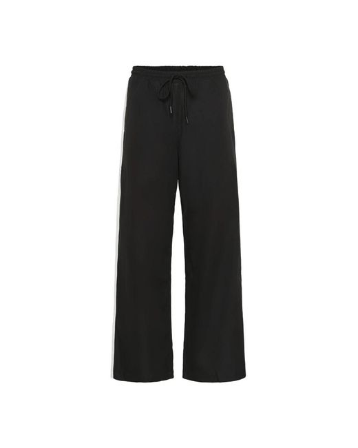 Kaffe Broeken ,Zwart ,Polyester Sportieve Zwarte Broek Met Strepen in het Black