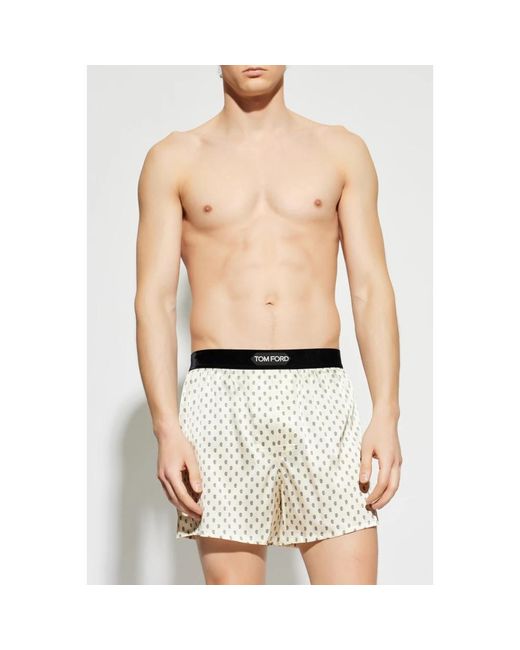 Tom Ford Ondergoed ,Satijn Zijden Boxershorts in het Natural voor heren
