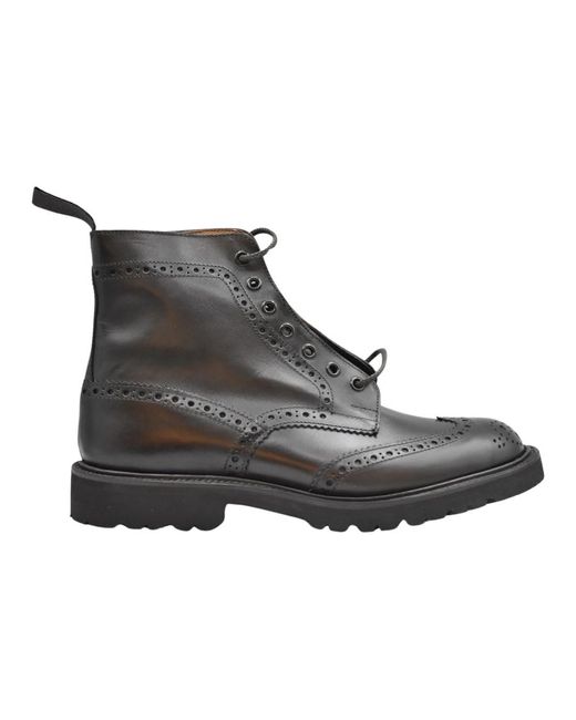 Tricker's Braune brogue flache schuhe espresso in Gray für Herren