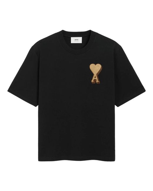 AMI Tops ,Zwart ,Zwarte Teeshirt Patch Polos in het Black voor heren