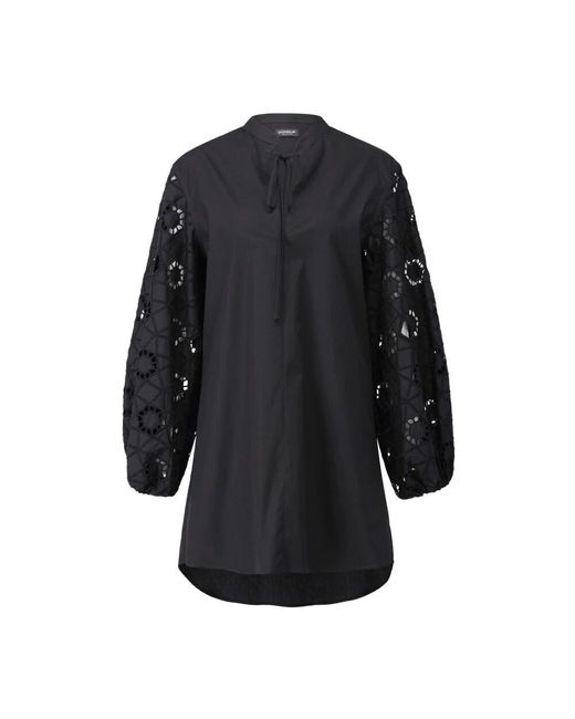 Dondup Black Besticktes Kleid Mit Ballonärmeln