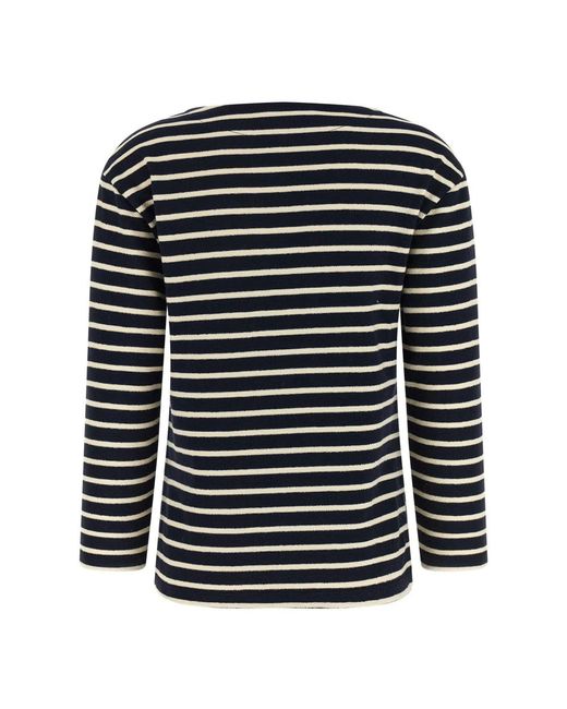 A.P.C. Black Gestreifter Baumwollpullover