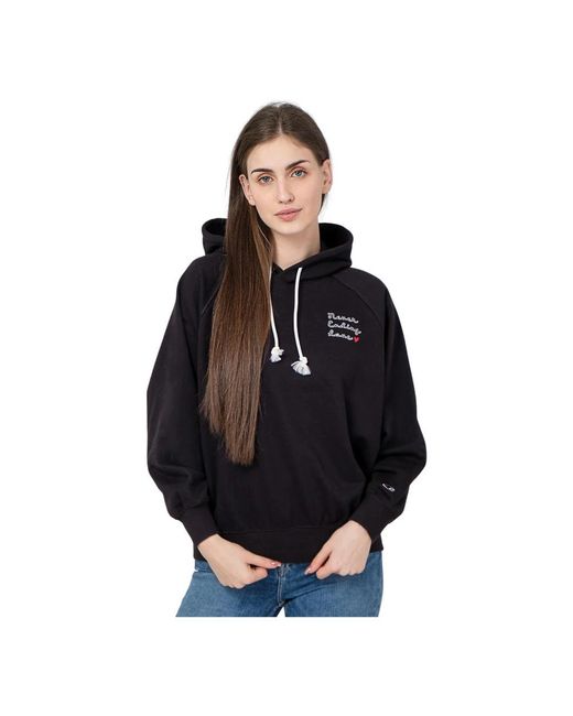 Champion Hoodies & Sweatvesten ,Zwart ,Katoen Zwarte Hoodie Met 'Never Ending Love' Borduurwerk in het Black