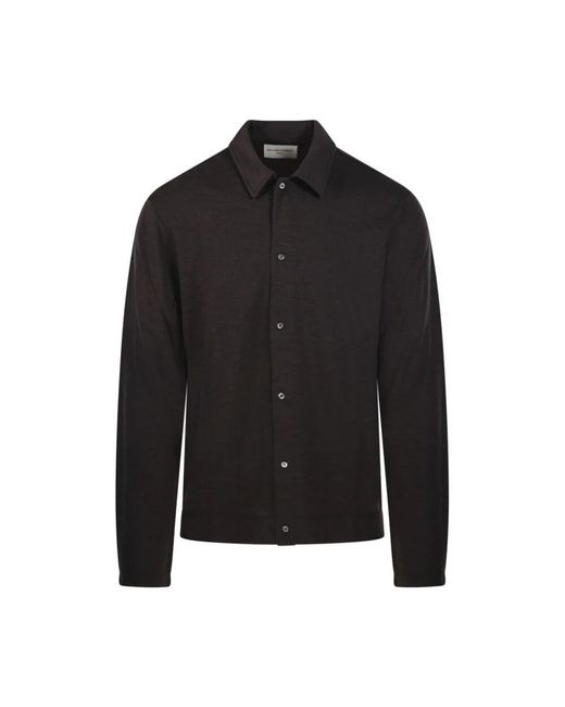 Officine Generale Dunkelbrauner Cardigan in Black für Herren