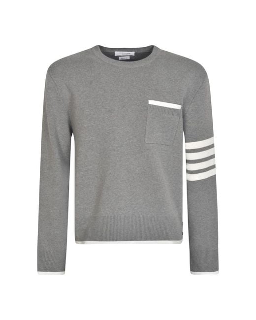 Thom Browne Gray Round-Neck Knitwear for men