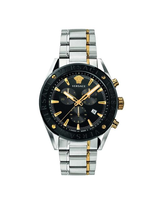 Versace Accessoires ,Veelkleurig ,V-Chrono Chronograaf Horloge in het Metallic voor heren