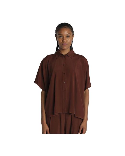 Camicia marrone in seta di Momoní in Brown