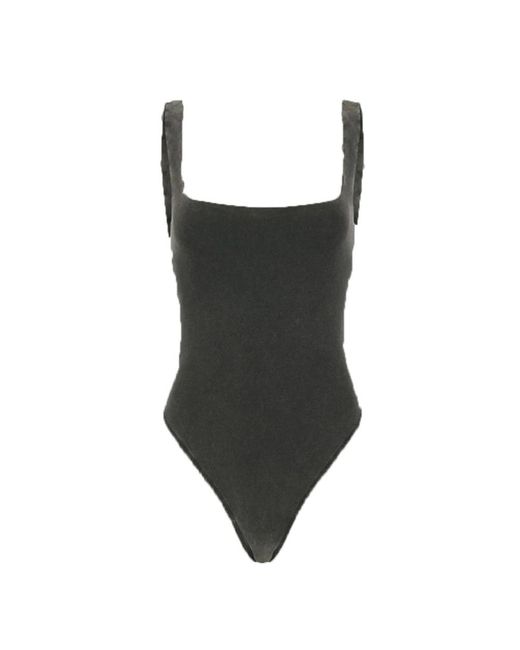 Entire studios Tops ,Zwart ,Bodysuit Met Vierkante Halslijn in het Brown