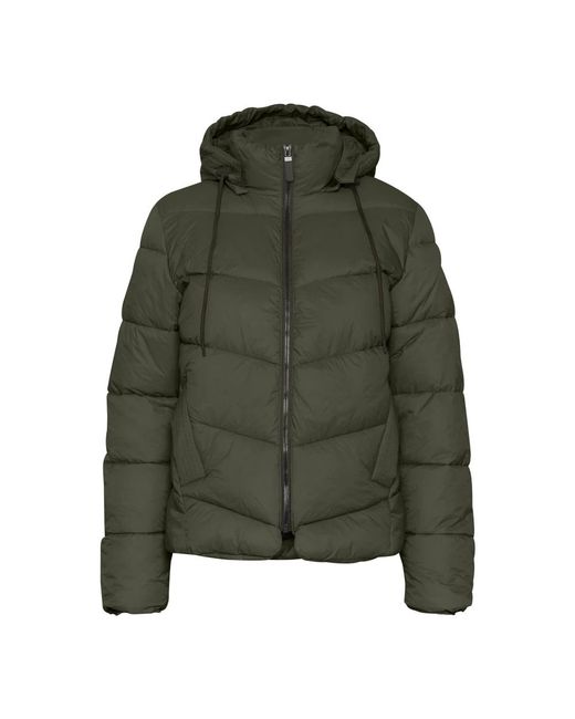 Kaffe Jassen ,Groen ,Gewatteerde Forest Night-Jas Met Capuchon in het Green