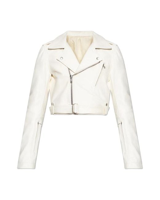 Rick Owens White Leather Jackets