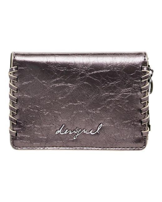 Desigual Accessoires ,Bruin ,Polyester Greta Tiny Zip Capsule Wallet in het Metallic