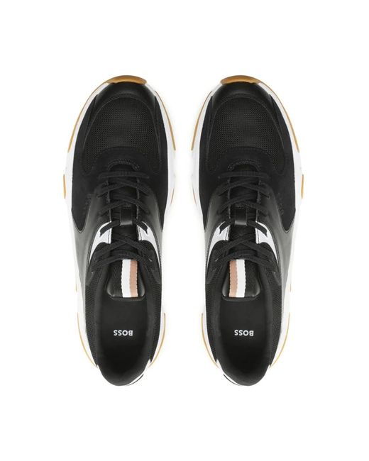 Boss Schwarze runner sneakers logo gummisohle in Black für Herren