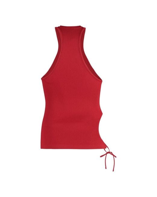 ANDREA ADAMO Red Sleeveless Tops