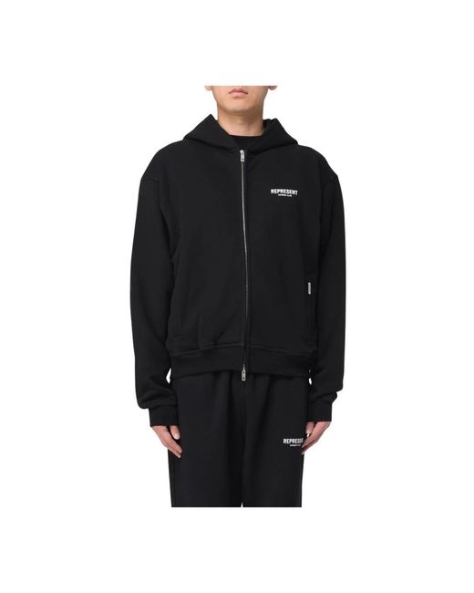 Represent Hoodies & Sweatvesten ,Zwart ,Katoen Zwart Sweatshirt Met Ritssluiting in het Black voor heren