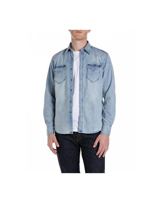 Casual Shirts di Replay in Blue da Uomo