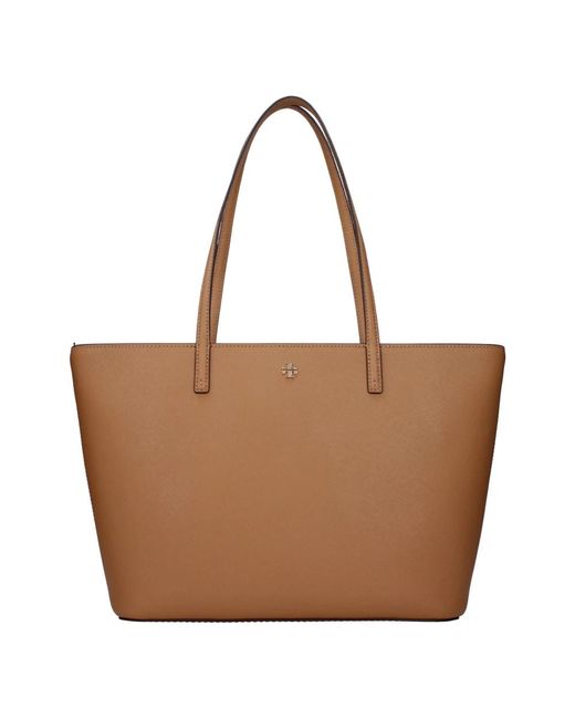Tory Burch Brown Braune Leder-Schultertasche Mit Frontlogo