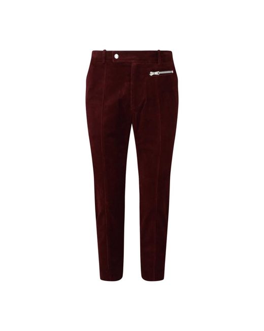 Pantaloni cropped in camoscio di cotone rosso bordeaux di Balmain in Purple da Uomo