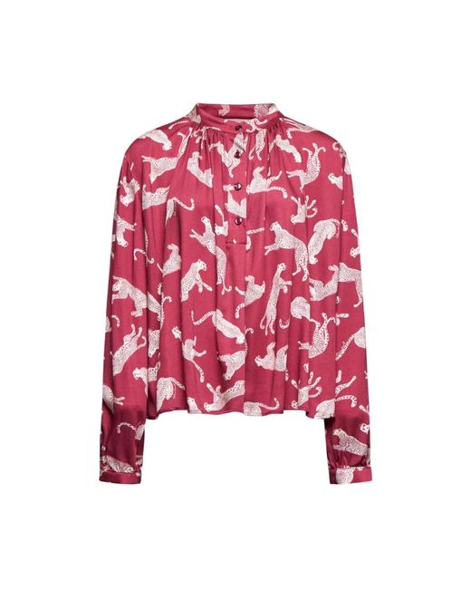 Silvian Heach Red Bedruckte Bluse Mit Gerafftem Kragen