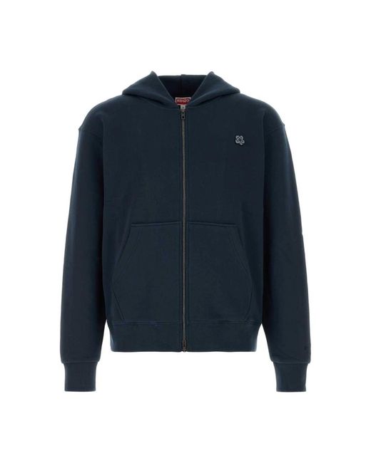 KENZO Hoodies & Sweatvesten ,Blauw ,Nylon Zip-Through Sweatshirt in het Blue voor heren