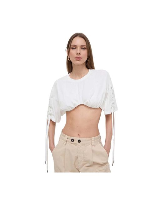 Pinko Top Cropped Fit in het White