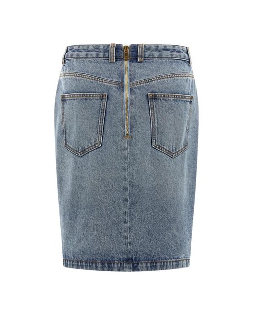 Denim Skirts Balmain de color Blue