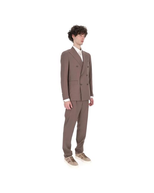 Double Breasted Suits Tagliatore de hombre de color Brown