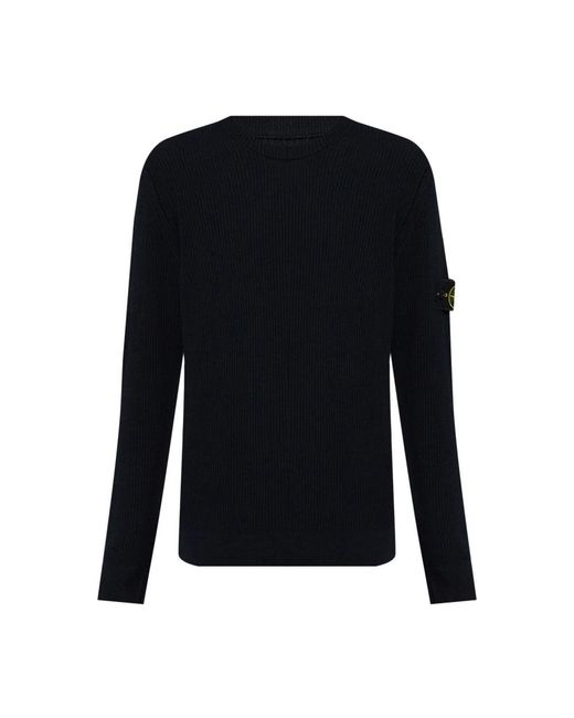 Stone Island Black Round-Neck Knitwear for men