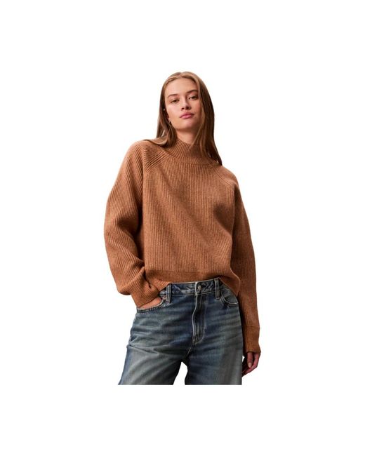 Turtlenecks Calvin Klein de color Brown