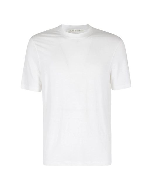 FILIPPO DE LAURENTIIS Leinen-Stretch-T-Shirt in White für Herren