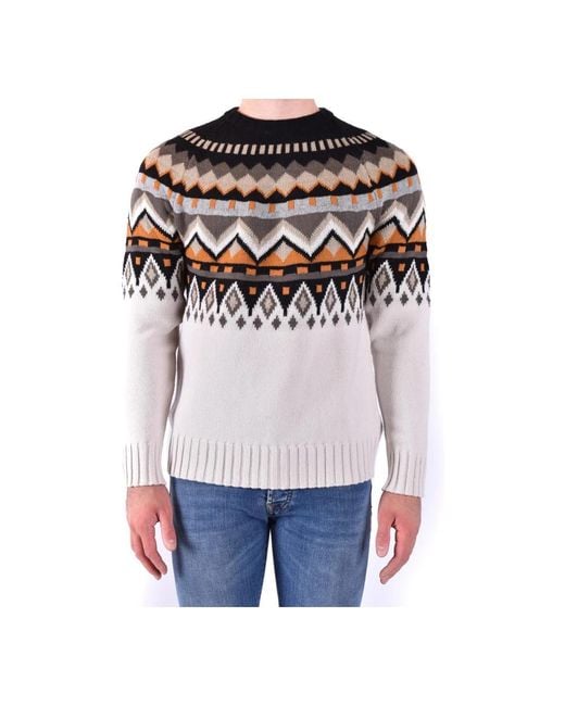 Round-Neck Knitwear Paolo Pecora de hombre de color White