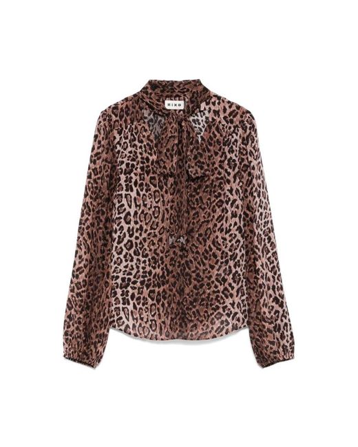 Rixo Brown Seidenbluse mit leopardenmuster und v-ausschnitt