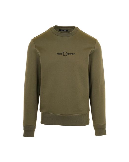 Fred Perry Hoodies & Sweatvesten ,Groen ,Geborduurde Sweatshirt Voor Stijlvolle Look in het Green voor heren